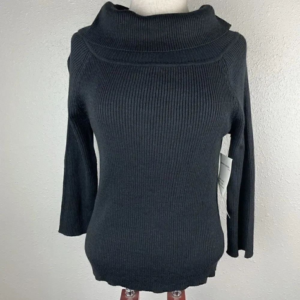 NWT Pierre Cardin Black Cowl Neck Sweater Size M